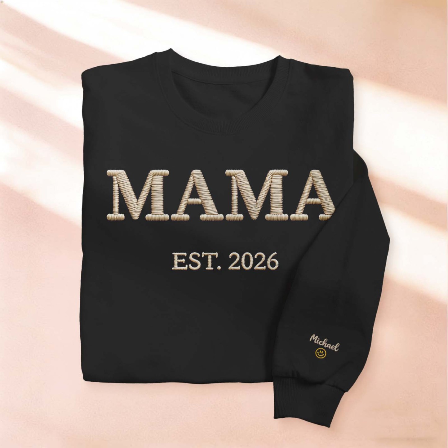 Personalized Mama Embroidered Sweatshirt, Custom Mom Embroidery Hoodie, New Mom Outfit, Pregnancy Reveal Clothing, Happy Mother's Day Gifts - MyFaceSocksAU