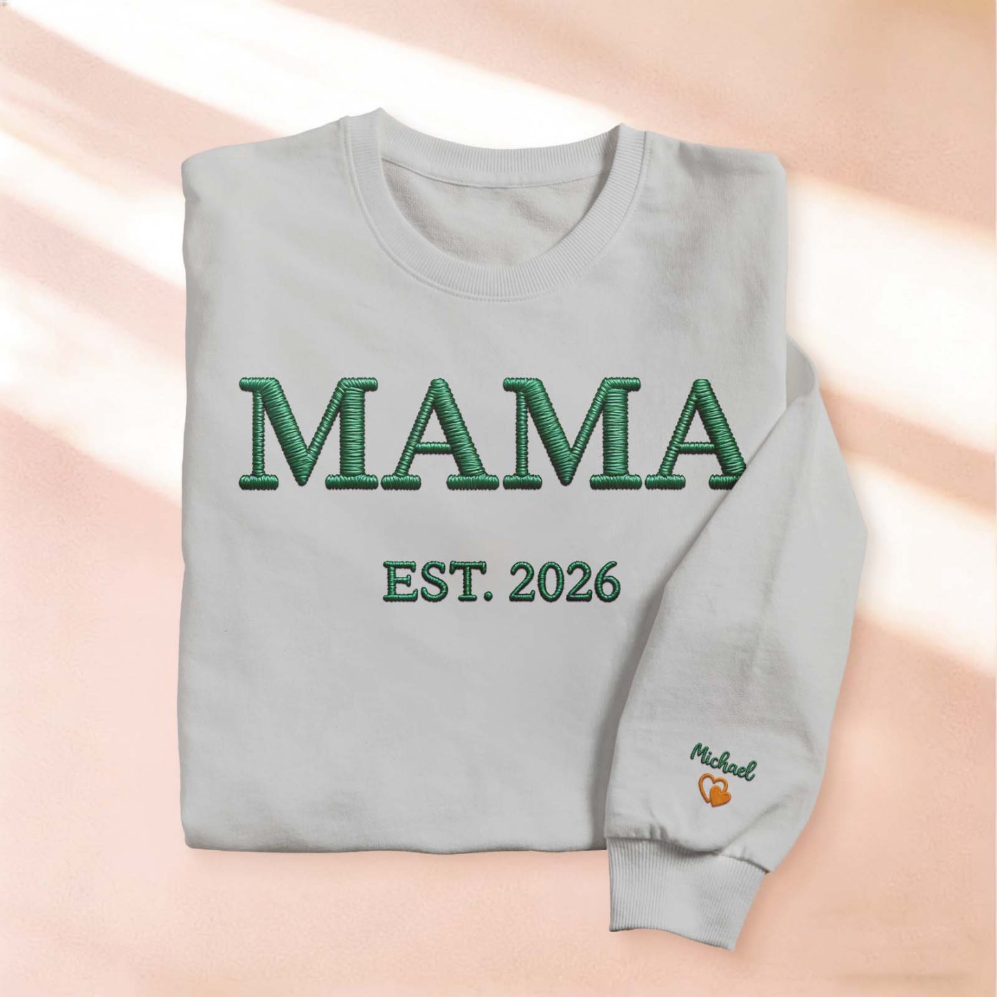 Personalized Mama Embroidered Sweatshirt, Custom Mom Embroidery Hoodie, New Mom Outfit, Pregnancy Reveal Clothing, Happy Mother's Day Gifts - MyFaceSocksAU