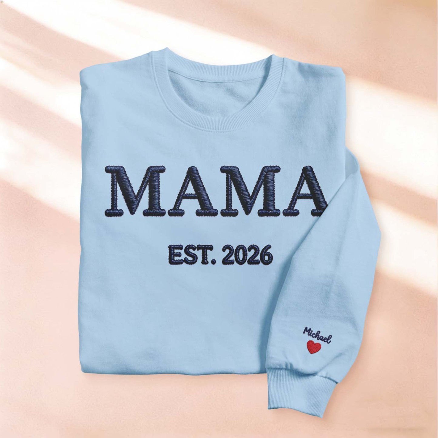 Personalized Mama Embroidered Sweatshirt, Custom Mom Embroidery Hoodie, New Mom Outfit, Pregnancy Reveal Clothing, Happy Mother's Day Gifts - MyFaceSocksAU