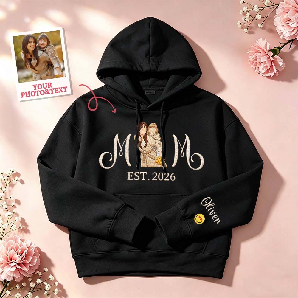 Custom Embroidered Mum Sweatshirt with Mum Kids Portrait - MyFaceSocksAU