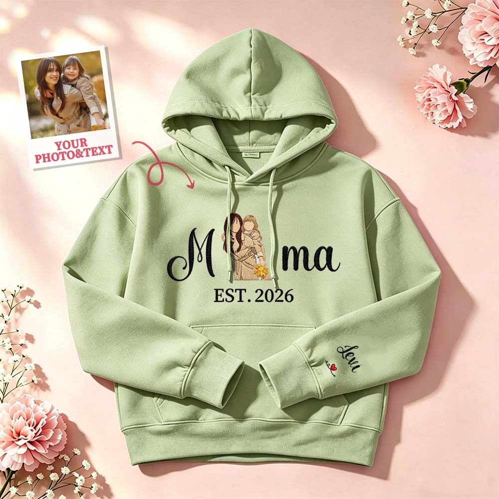 Custom Embroidered Mum Sweatshirt with Mum Kids Portrait - MyFaceSocksAU