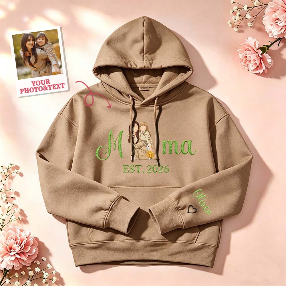 Custom Embroidered Mum Sweatshirt with Mum Kids Portrait - MyFaceSocksAU