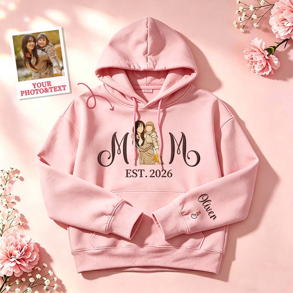 Custom Embroidered Mum Sweatshirt with Mum Kids Portrait - MyFaceSocksAU