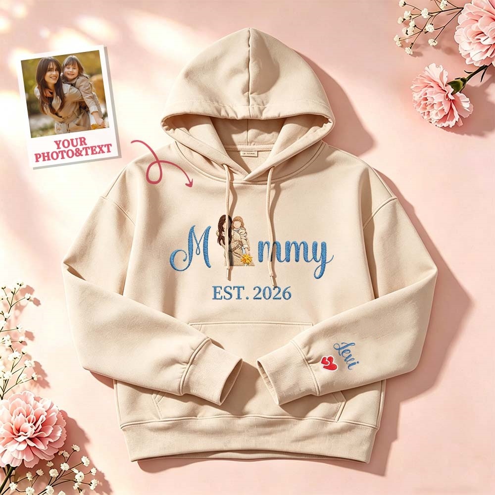 Custom Embroidered Mum Sweatshirt with Mum Kids Portrait - MyFaceSocksAU