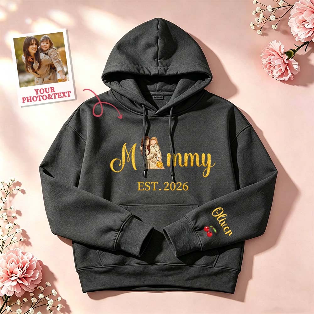 Custom Embroidered Mum Sweatshirt with Mum Kids Portrait - MyFaceSocksAU