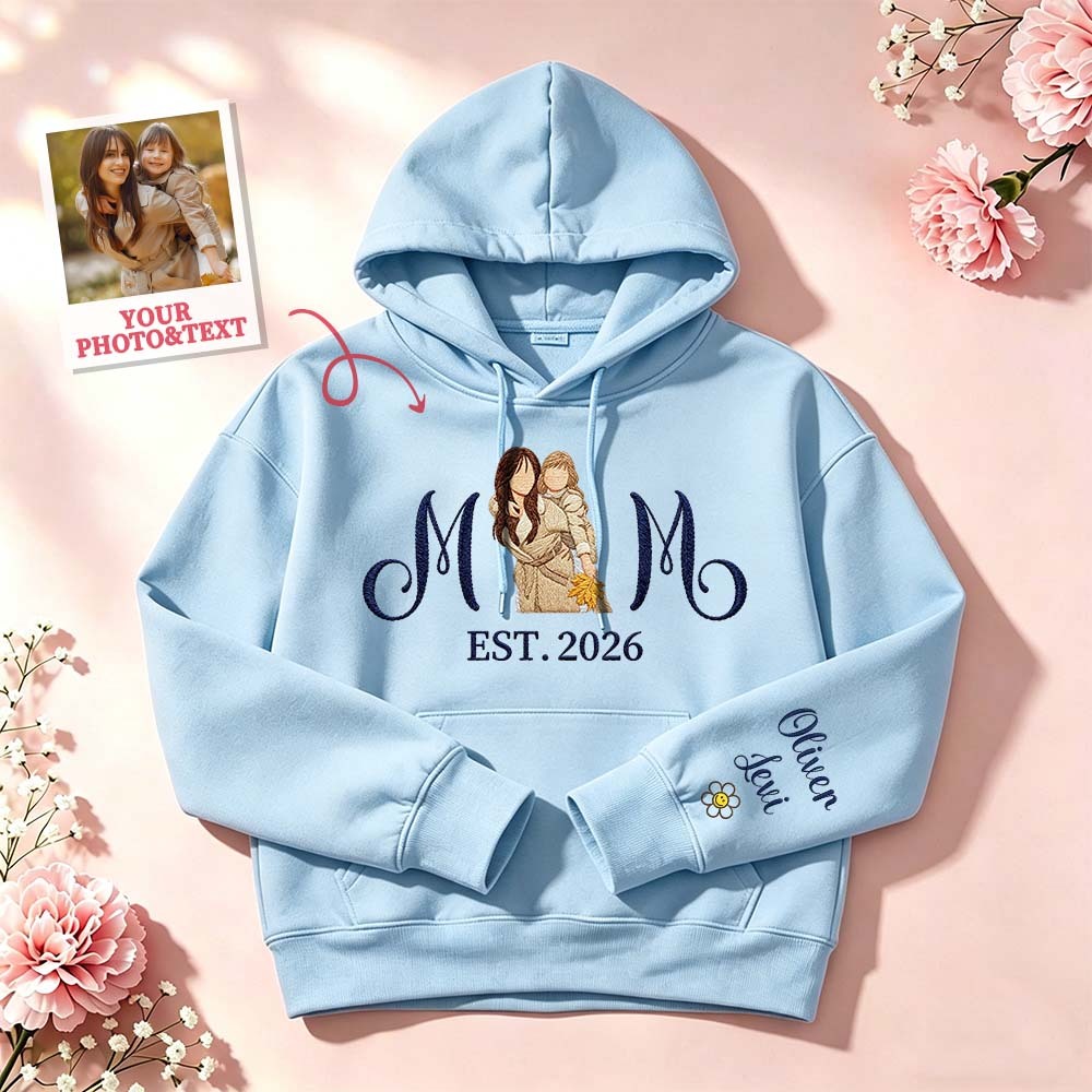 Custom Embroidered Mum Sweatshirt with Mum Kids Portrait - MyFaceSocksAU
