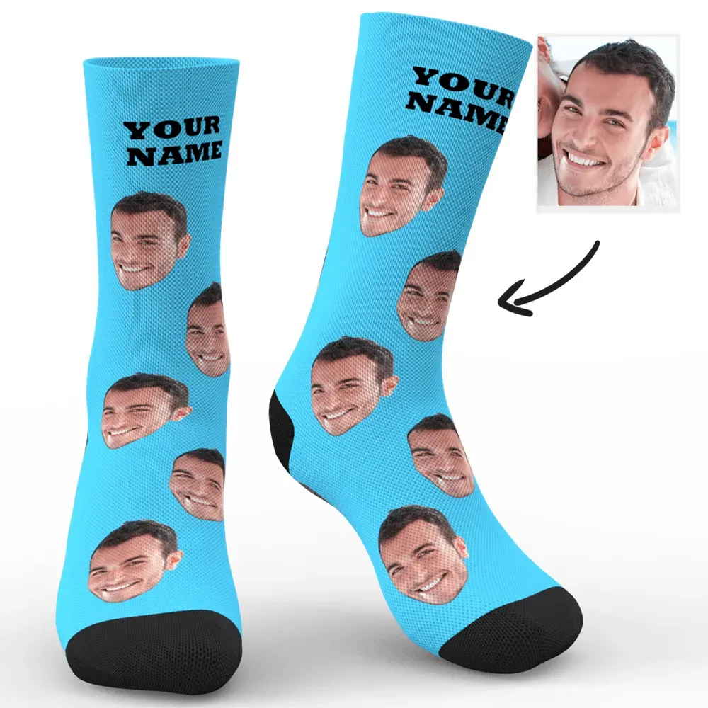 Custom Face Socks Add Name And Pictures - Colorful