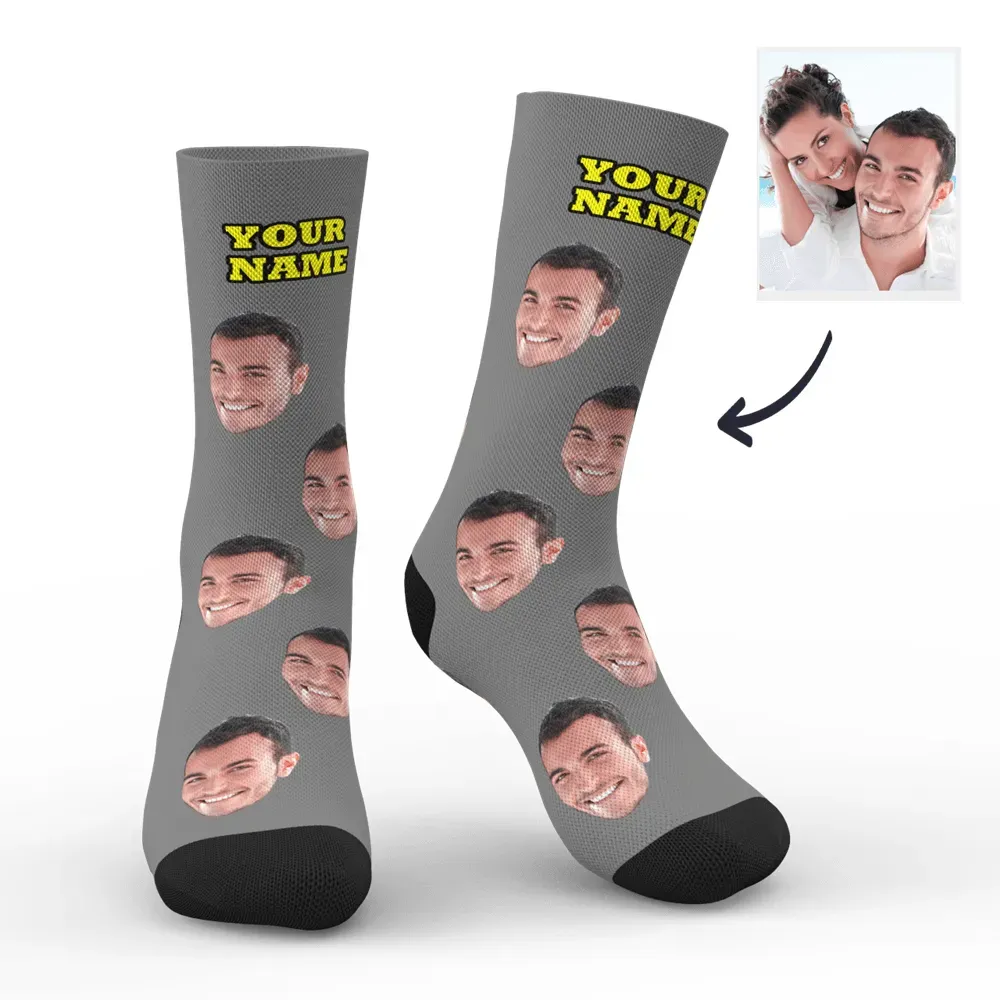 Custom Face Socks Add Name And Pictures - Colorful