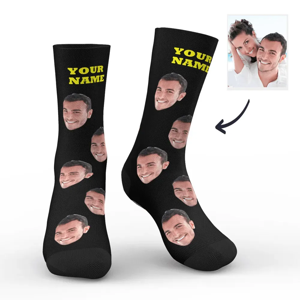 Custom Face Socks Add Name And Pictures - Colorful