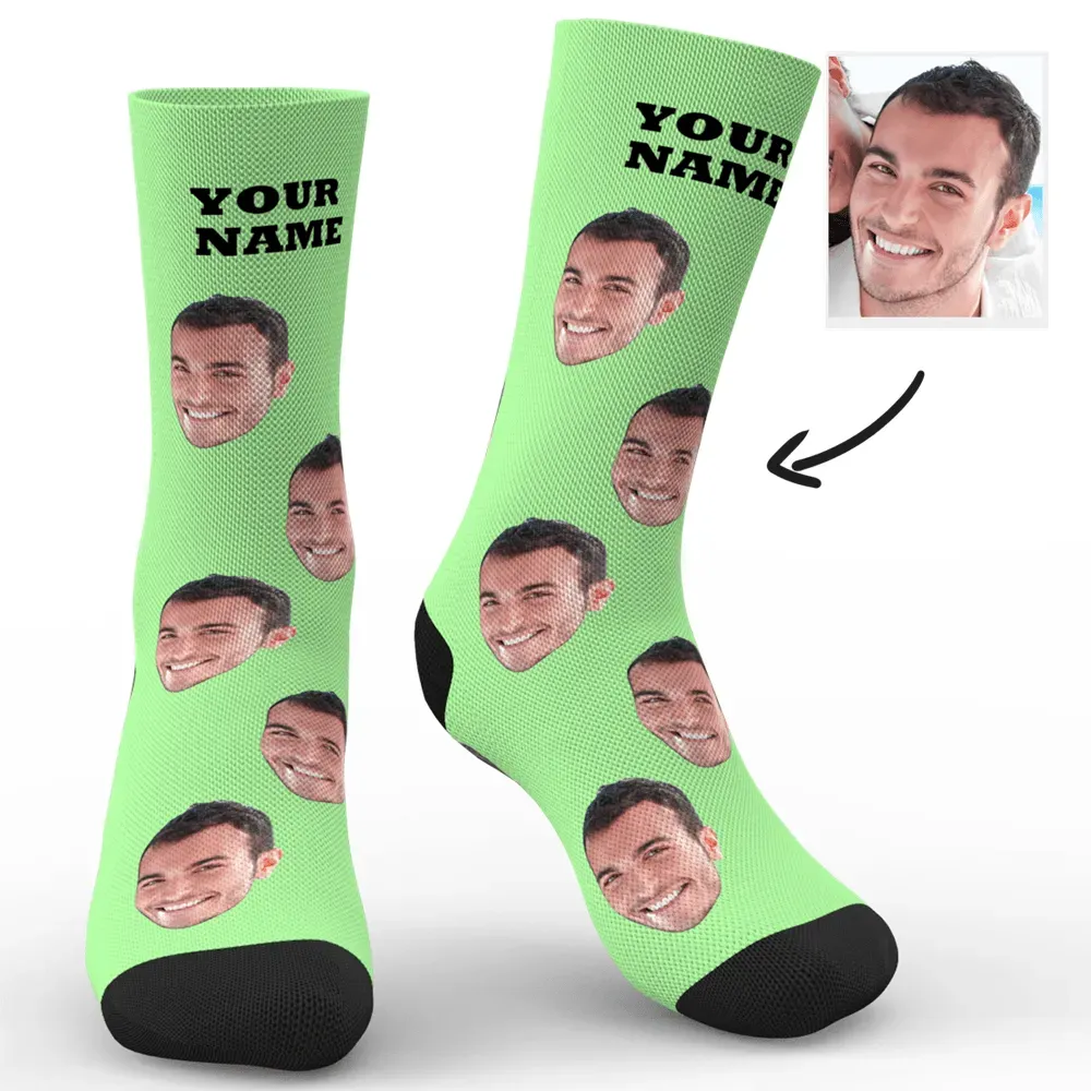Custom Face Socks Add Name And Pictures - Colorful