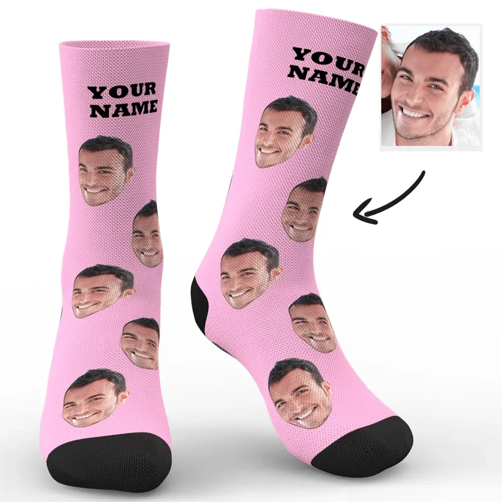 Custom Face Socks Add Name And Pictures - Colorful