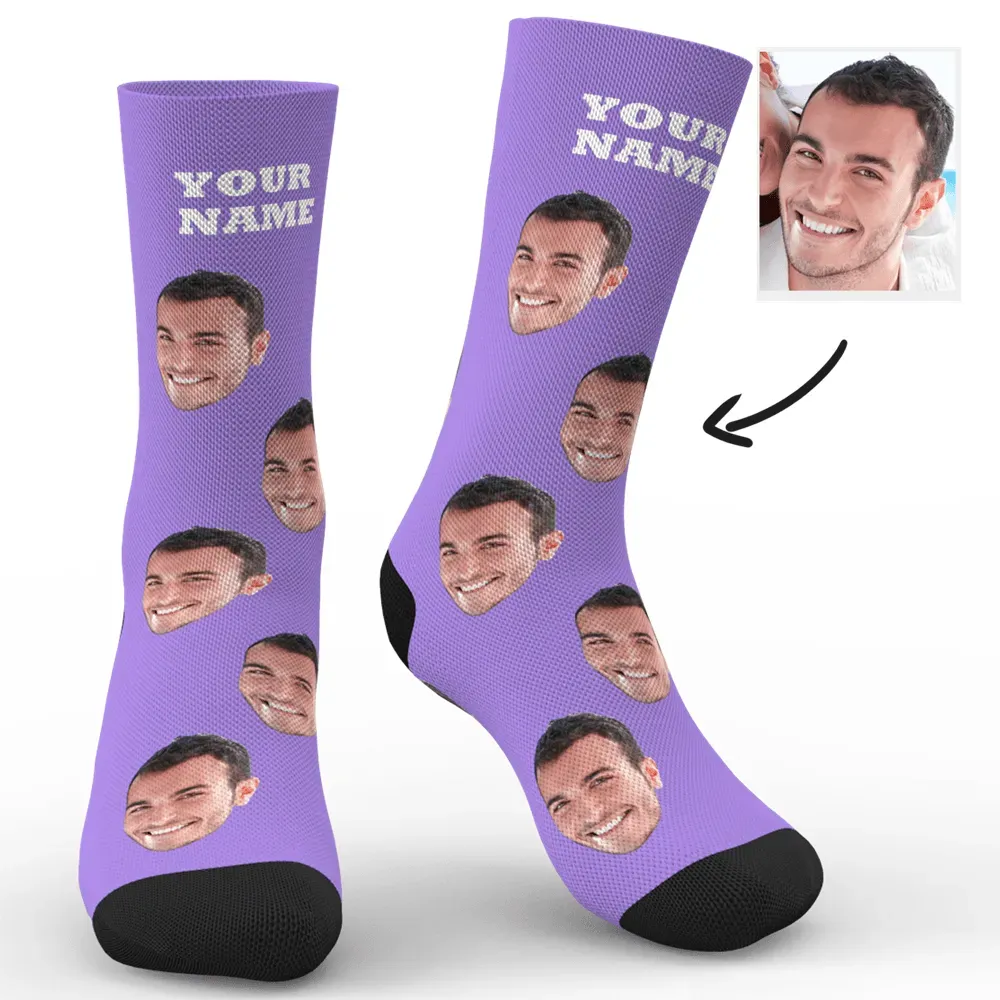 Custom Face Socks Add Name And Pictures - Colorful