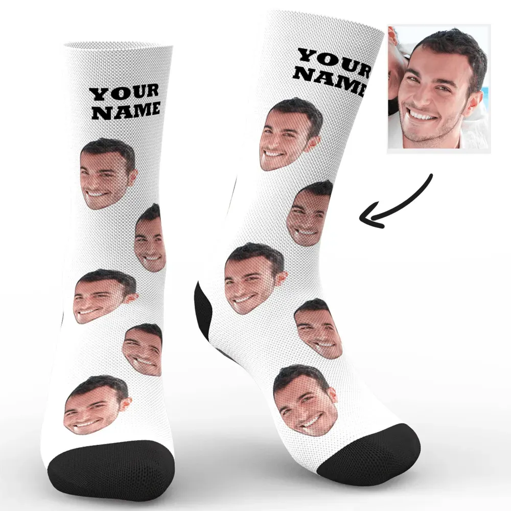 Custom Face Socks Add Name And Pictures - Colorful