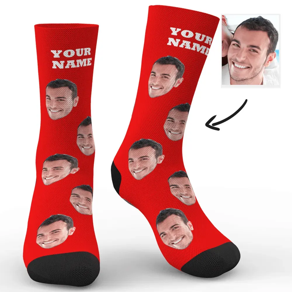 Custom Face Socks Add Name And Pictures - Colorful