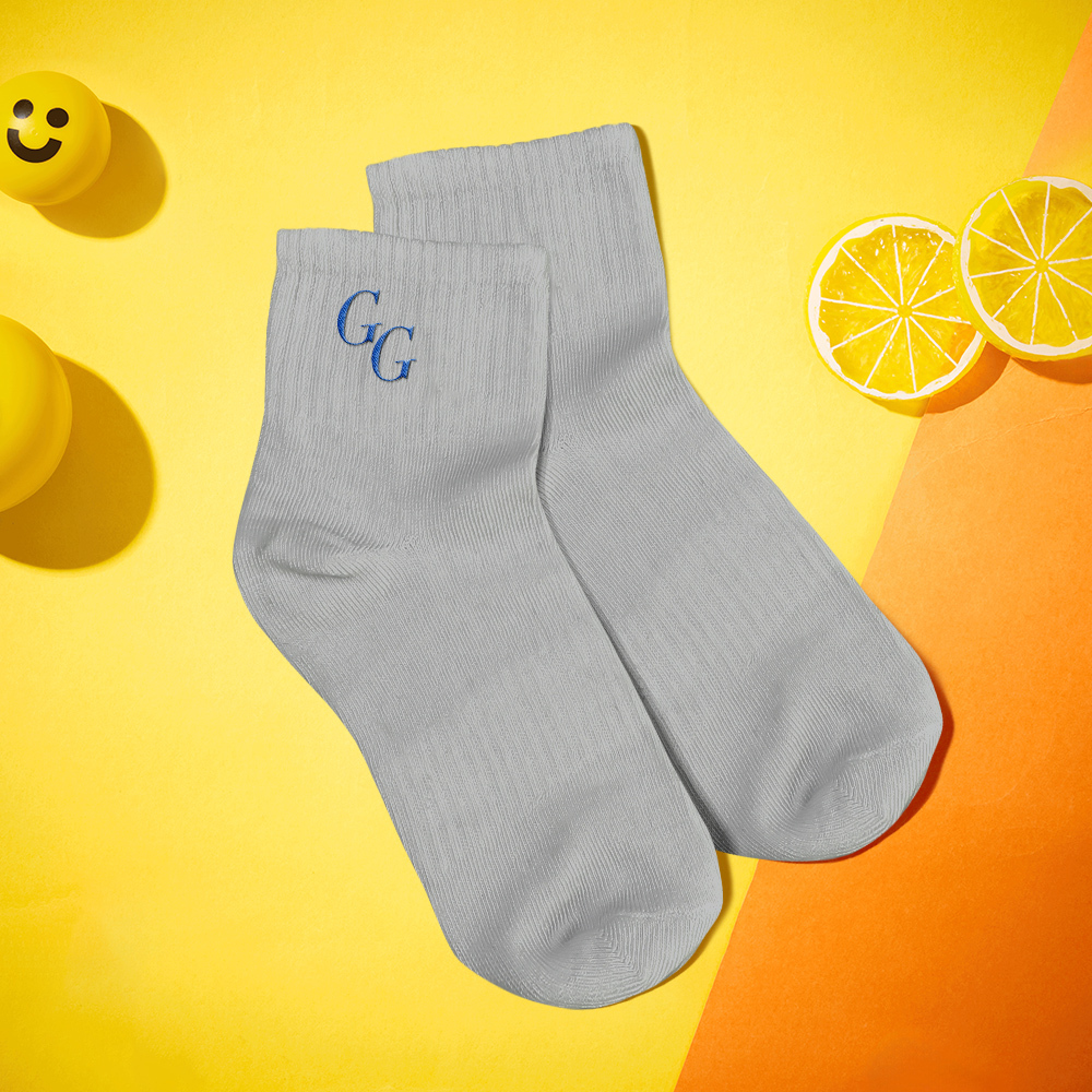 Personalized Initials Socks - Custom Embroidered Letters on Soft Cotton Crew Socks