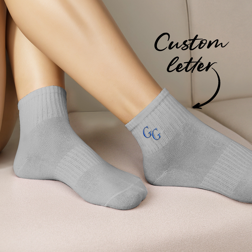 Personalized Initials Socks - Custom Embroidered Letters on Soft Cotton Crew Socks