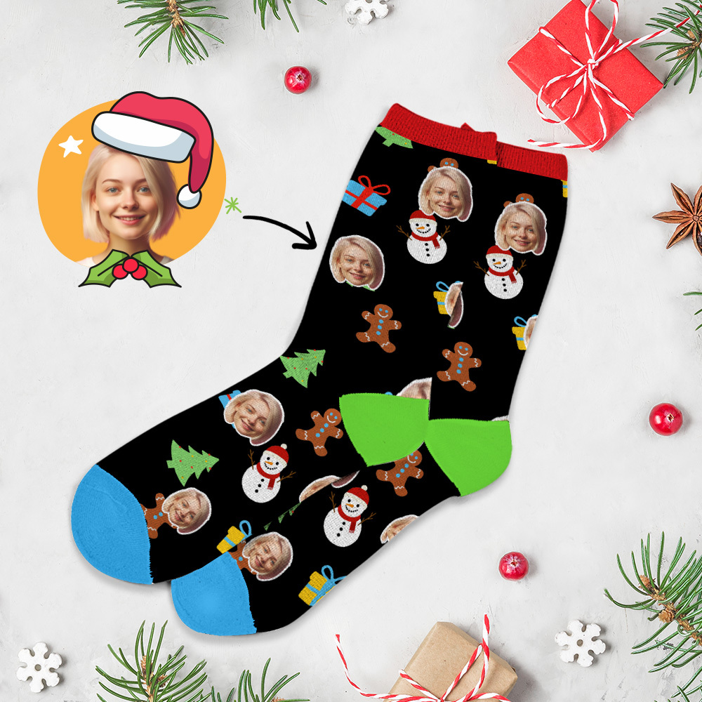 Custom Face Socks Multi -face Breathable Add Pictures Colorful Photo Socks Gifts