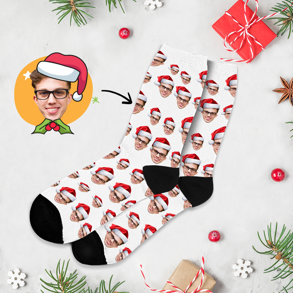 Chrismas Socks Custom Full Face Photo Socks Personalized Funny Custom Design Best Gift Ideas for Xmas - MyFaceSocksAU