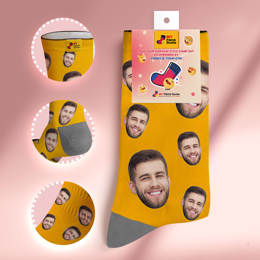 Custom Preview Full Face Photo Printed Socks Personalized Custom Designs Best Gift Idea for Xmas - MyFaceSocksAU