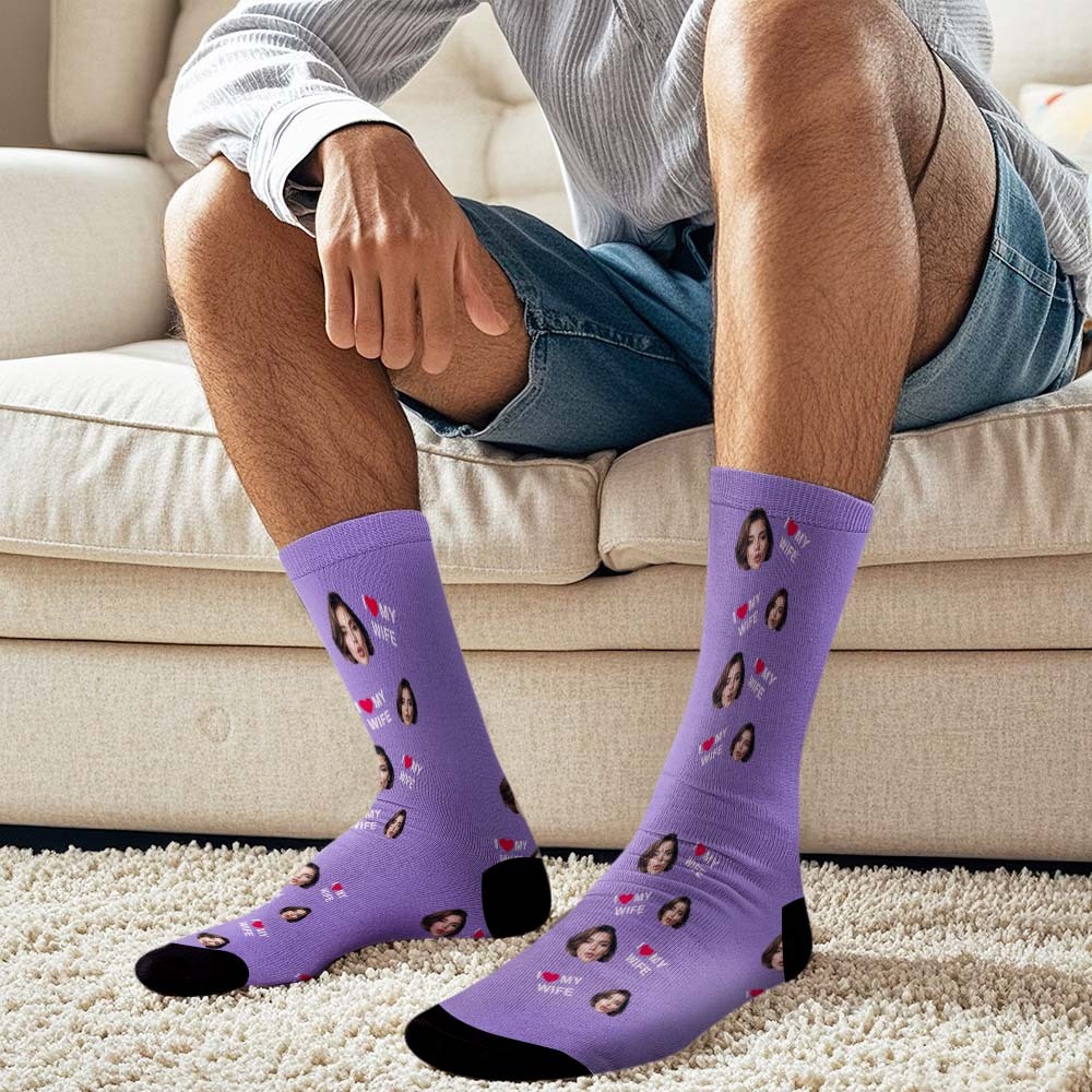 Custom Face Socks Gift I Love My Wife Face Socks - MyFaceSocksAU