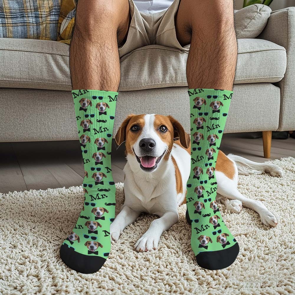 Custom Full Face Socks Mr Cute White Socks Personalized Photo Custom Design Best Gift Idea - MyFaceSocksAU