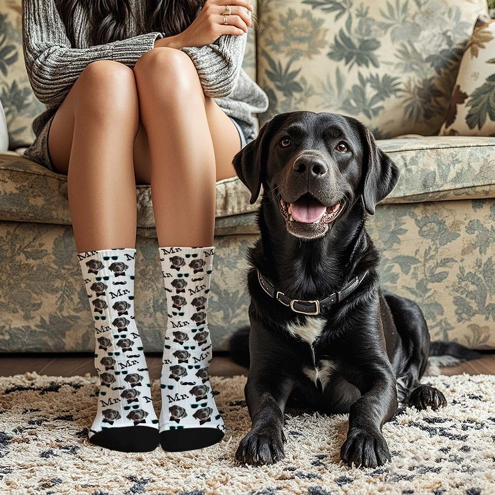 Custom Full Face Socks Mr Cute Red Socks Personalized Photo Custom Design Best Gift Idea - MyFaceSocksAU
