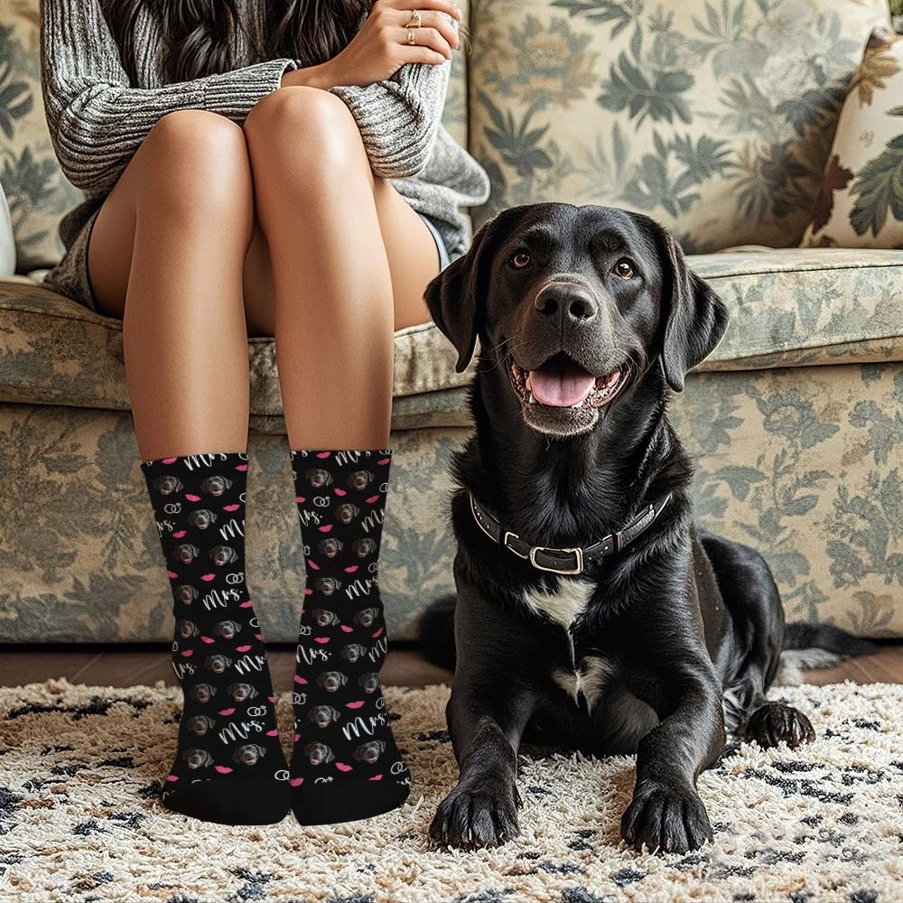Custom Full Face Socks Mrs Cute Pink Socks Personalized Photo Custom Design Best Gift Idea - MyFaceSocksAU