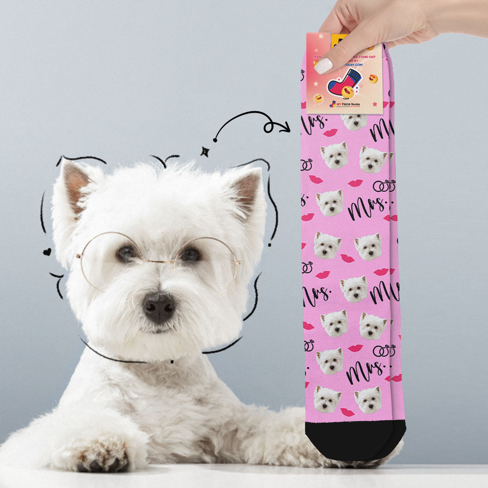 Custom Full Face Socks Mrs Cute Socks Personalized Photo Custom Design Best Gift Idea - MyFaceSocksAU