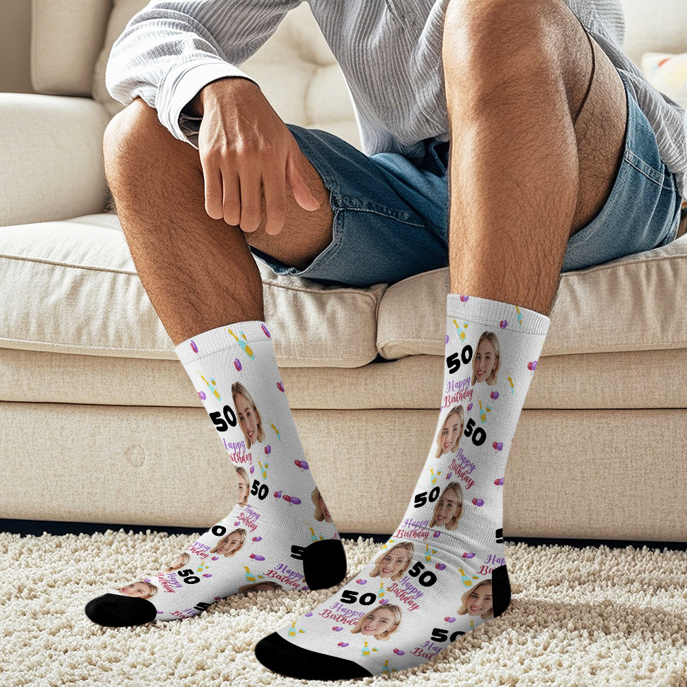 Custom Face Socks Age and Face Socks Birthday Gift Idea Happy Birthday To You - MyFaceSocksAU