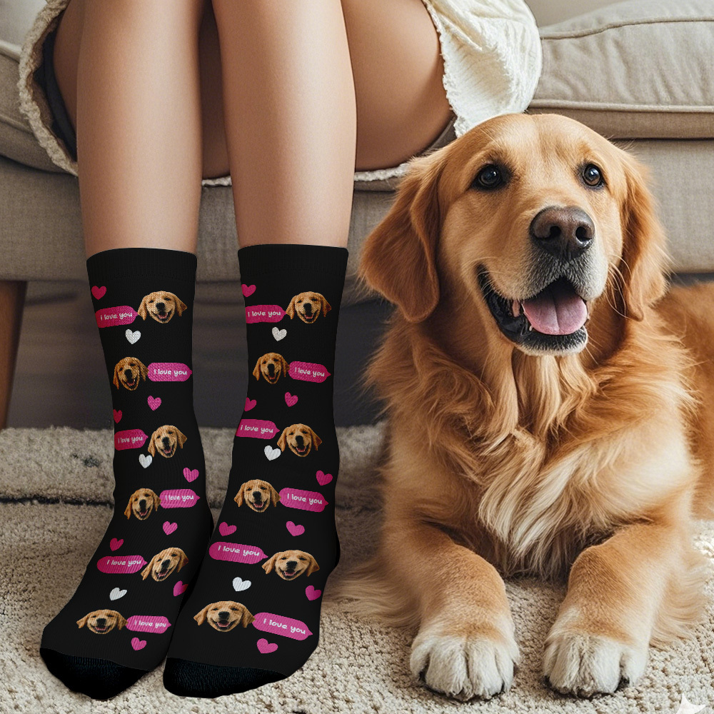 Custom Face Socks Multi-face Breathable Add Pictures Colorful Photo Socks I Love You Socks Gift