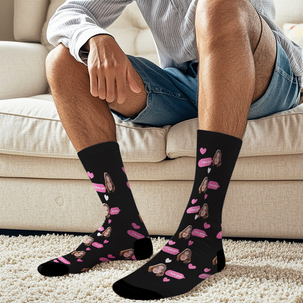Custom Face Socks Multi-face Breathable Add Pictures Colorful Photo Socks I Love You Socks Gift - MyFaceSocksAU