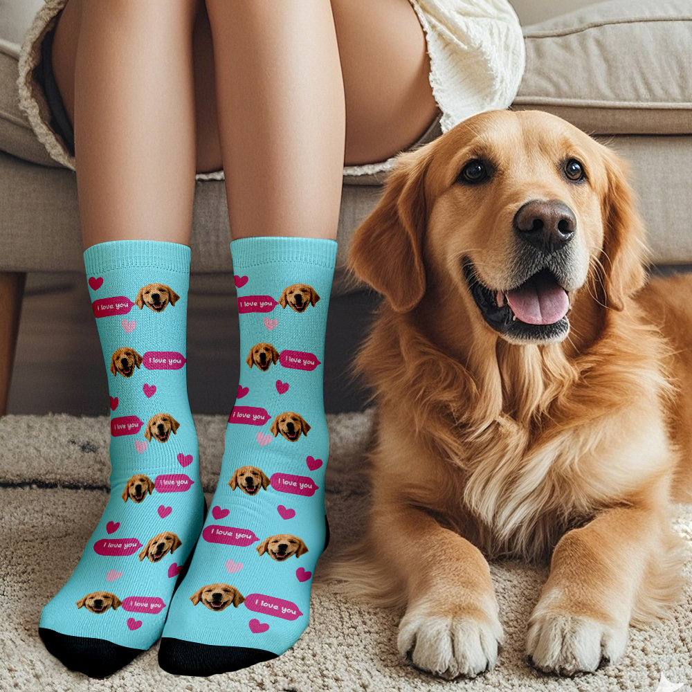 Custom Face Socks Multi-face Breathable Add Pictures Colorful Photo Socks I Love You Socks Gift - MyFaceSocksAU