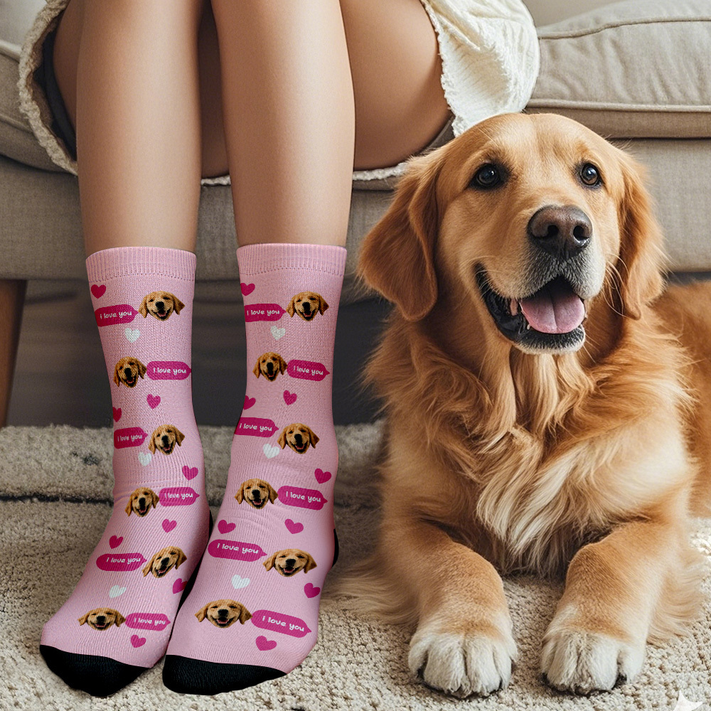 Custom Face Socks Multi-face Breathable Add Pictures Colorful Photo Socks I Love You Socks Gift - MyFaceSocksAU