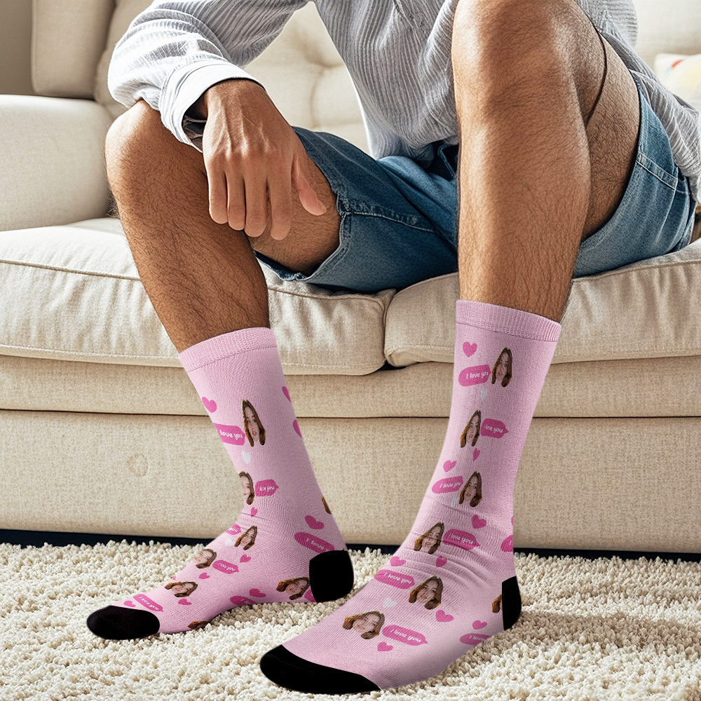 Custom Face Socks Multi-face Breathable Add Pictures Colorful Photo Socks I Love You Socks Gift - MyFaceSocksAU