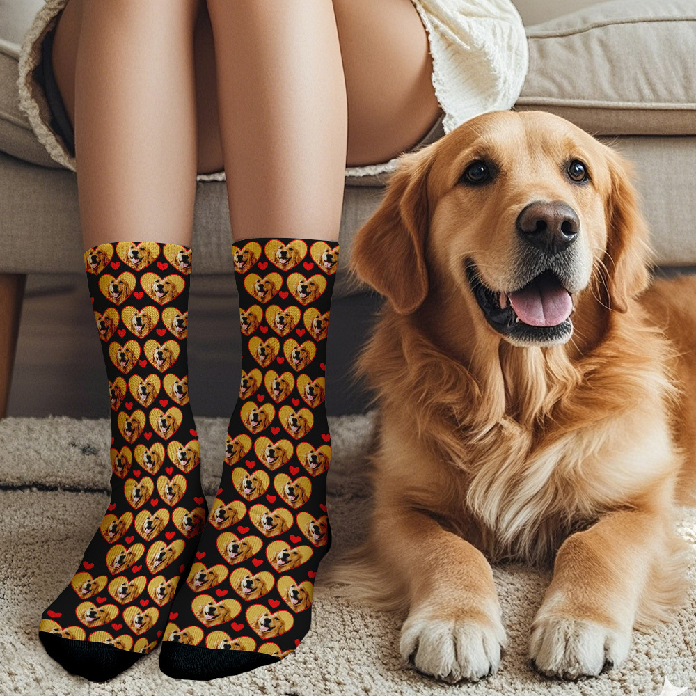Custom Face Socks Multi-face Breathable Add Pictures Colorful Photo Socks I Love You Socks Gift - MyFaceSocksAU