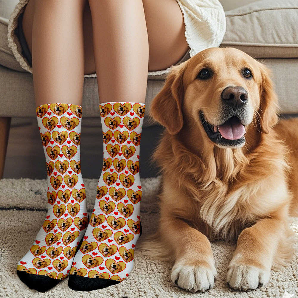 Custom Face Socks Multi-face Breathable Add Pictures Colorful Photo Socks I Love You Socks Gift - MyFaceSocksAU