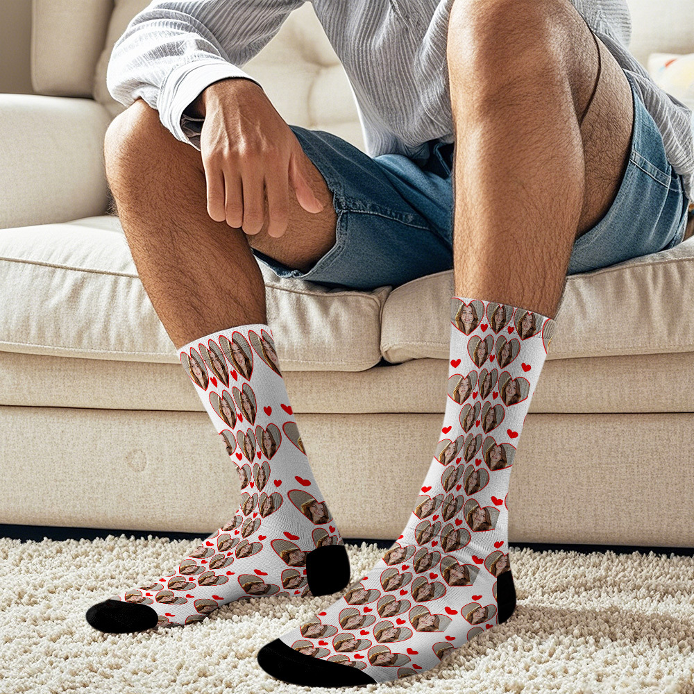 Custom Face Socks Multi-face Breathable Add Pictures Colorful Photo Socks I Love You Socks Gift - MyFaceSocksAU