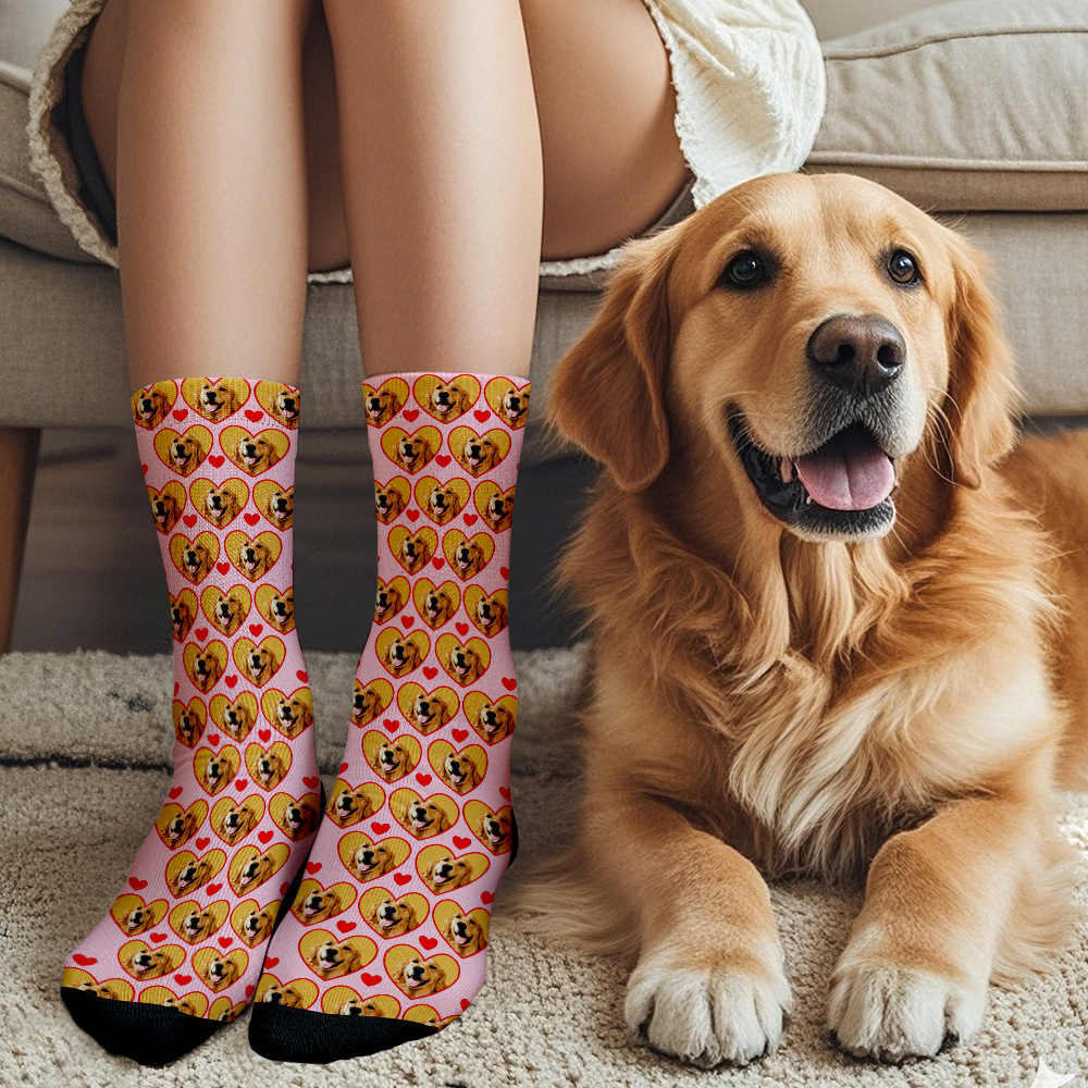 Custom Face Socks Multi-face Breathable Add Pictures Colorful Photo Socks I Love You Socks Gift - MyFaceSocksAU