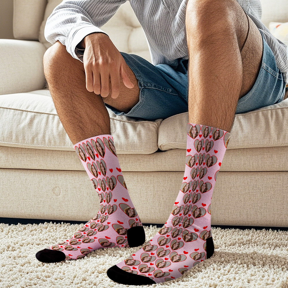 Custom Face Socks Multi-face Breathable Add Pictures Colorful Photo Socks I Love You Socks Gift - MyFaceSocksAU
