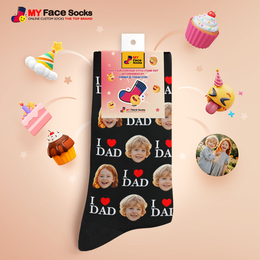 Custom Full Face Photo Print Socks Colorful Socks High Heels Personalized Custom Design Best Gift For Father'S Day