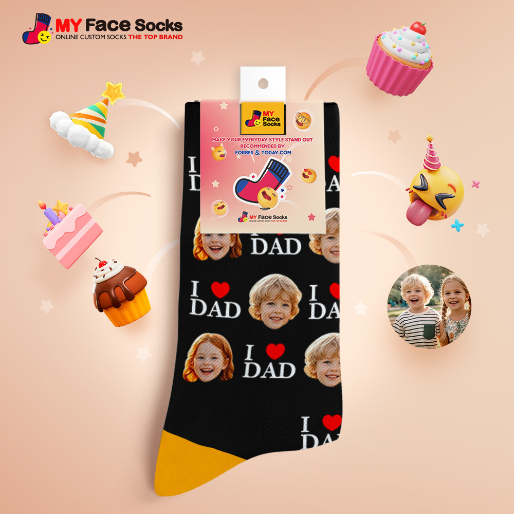Custom Full Face Photo Print Socks Colorful Socks High Heels Personalized Custom Design Best Gift For Father'S Day - MyFaceSocksAU