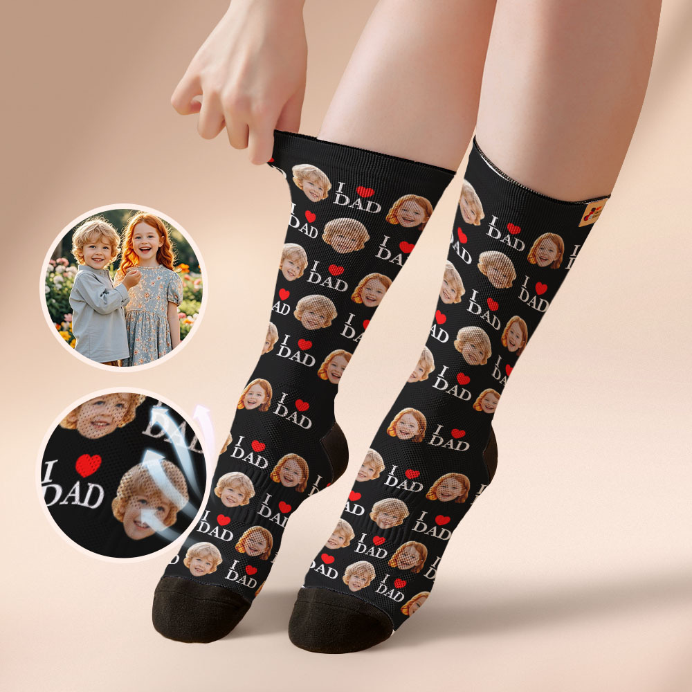 Custom Full Face Photo Print Socks Colorful Socks High Heels Personalized Custom Design Best Gift For Father'S Day