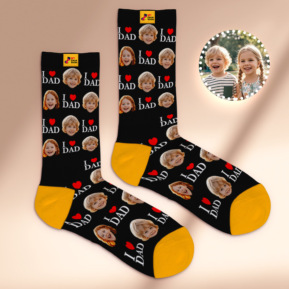 Custom Full Face Photo Print Socks Colorful Socks High Heels Personalized Custom Design Best Gift For Father'S Day - MyFaceSocksAU