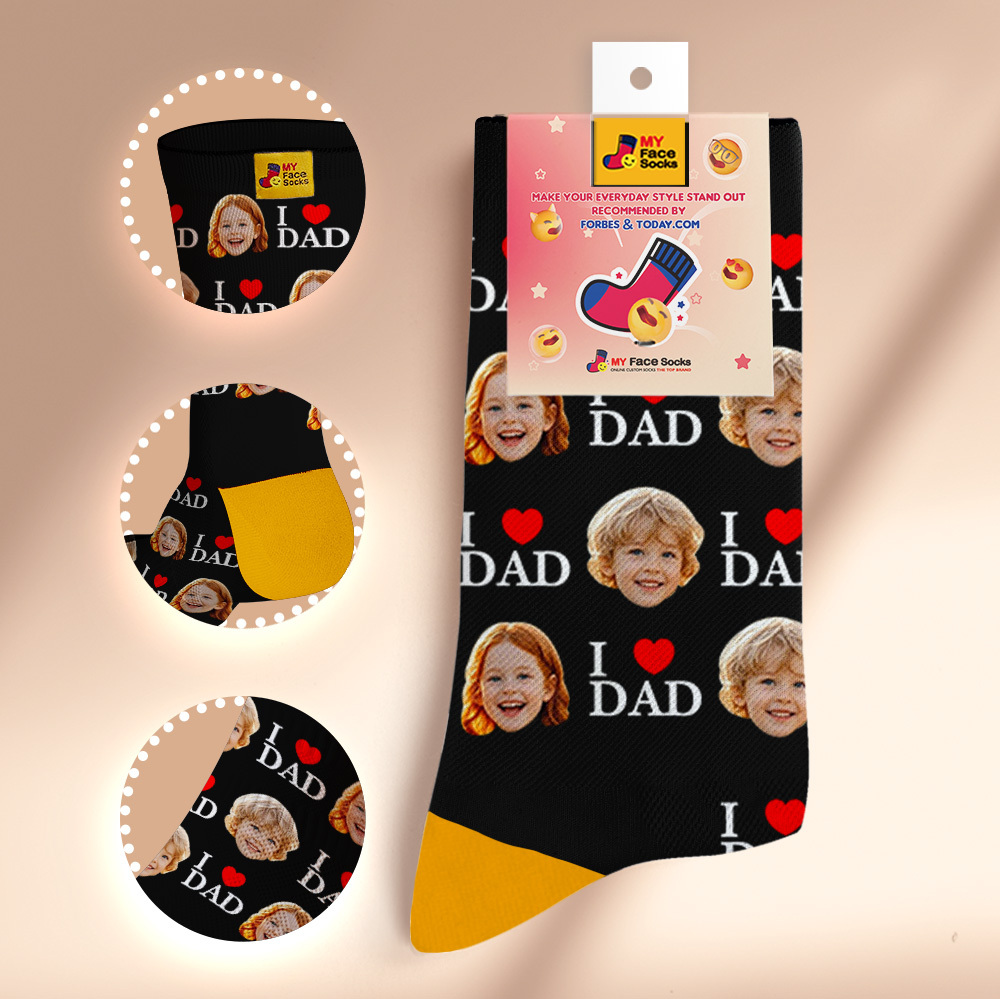 Custom Full Face Photo Print Socks Colorful Socks High Heels Personalized Custom Design Best Gift For Father'S Day - MyFaceSocksAU