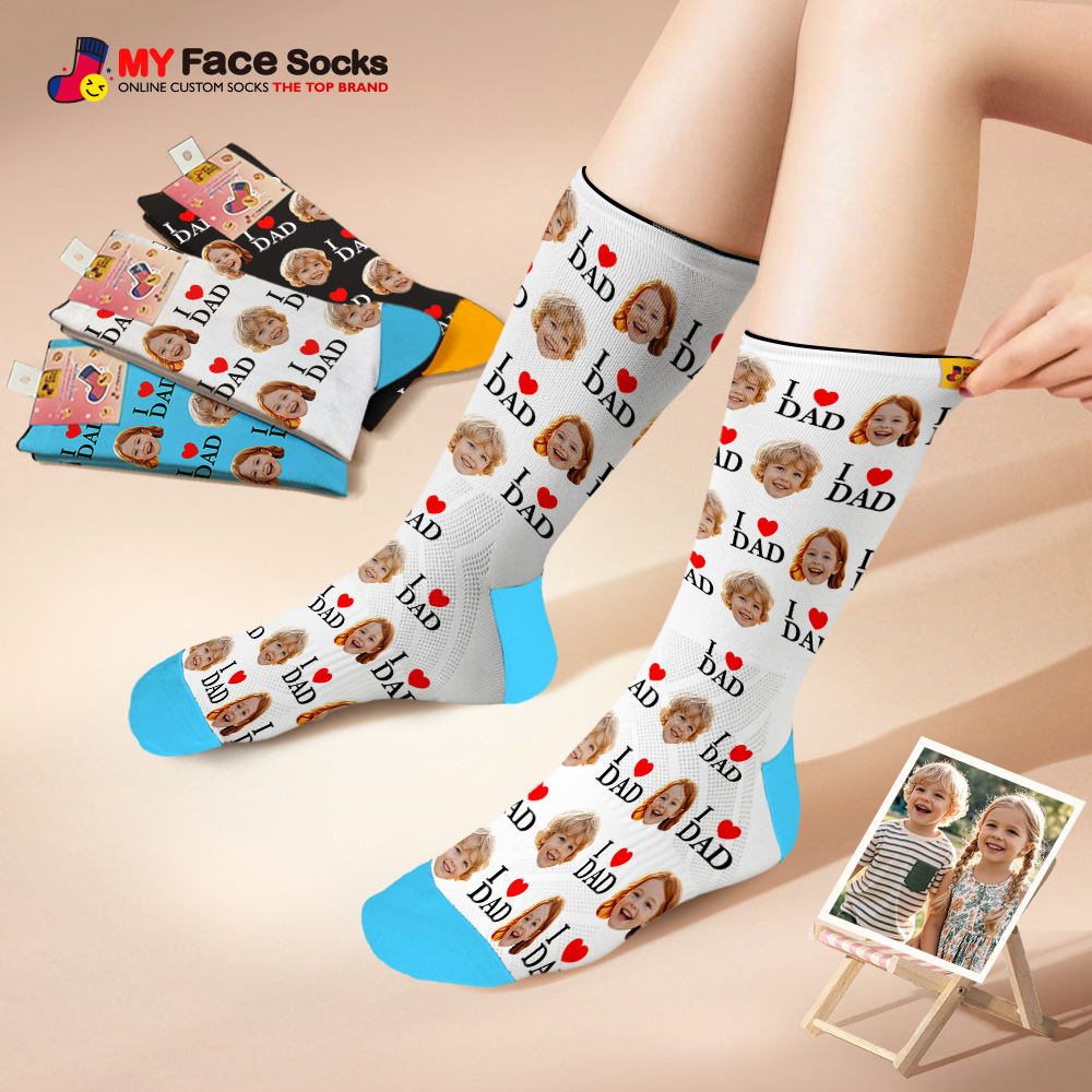 Custom Full Face Photo Print Socks Colorful Socks High Heels Personalized Custom Design Best Gift For Father'S Day - MyFaceSocksAU