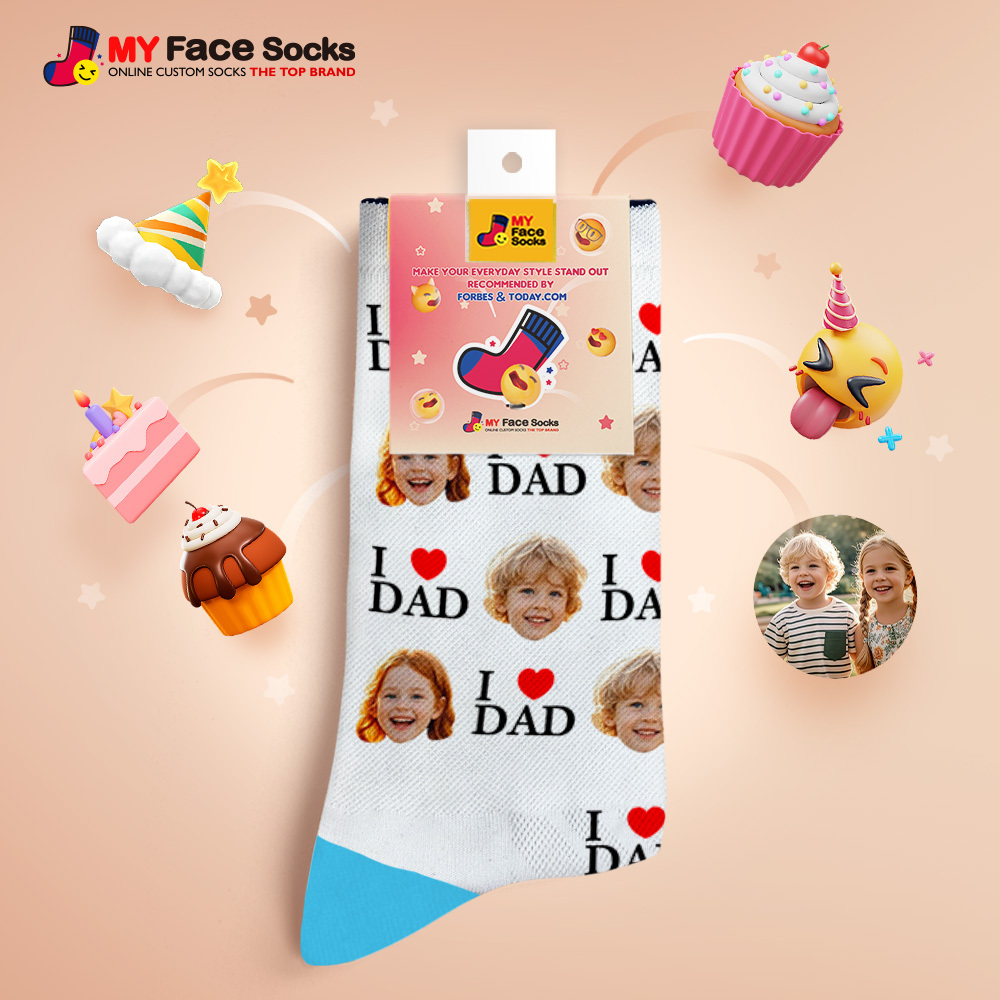 Custom Full Face Photo Print Socks Colorful Socks High Heels Personalized Custom Design Best Gift For Father'S Day - MyFaceSocksAU