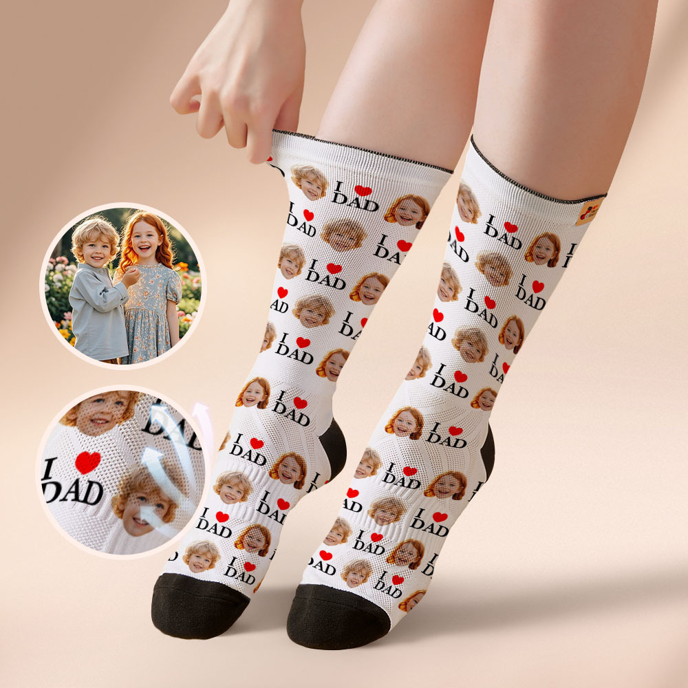 Custom Full Face Photo Print Socks Colorful Socks High Heels Personalized Custom Design Best Gift For Father'S Day