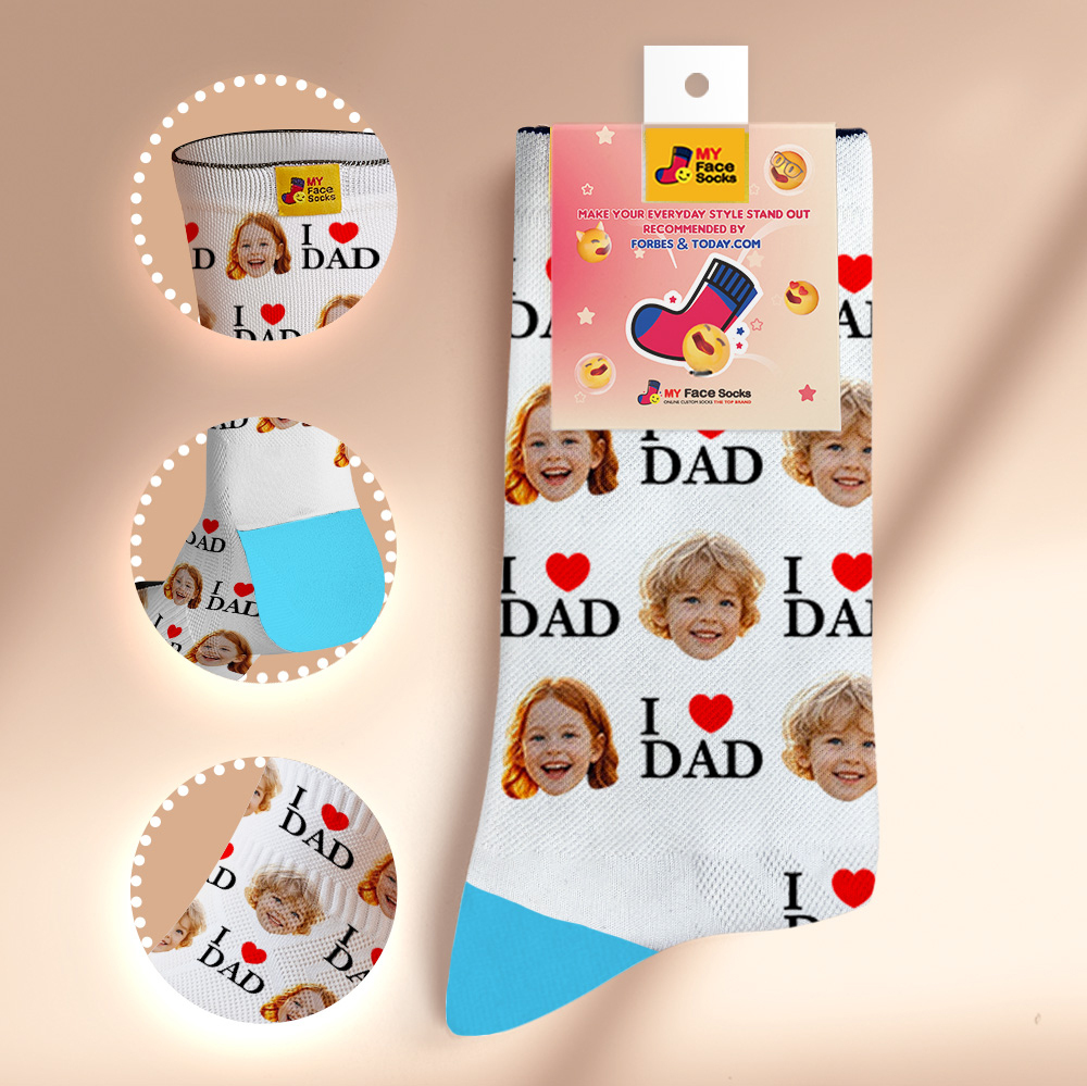 Custom Full Face Photo Print Socks Colorful Socks High Heels Personalized Custom Design Best Gift For Father'S Day - MyFaceSocksAU