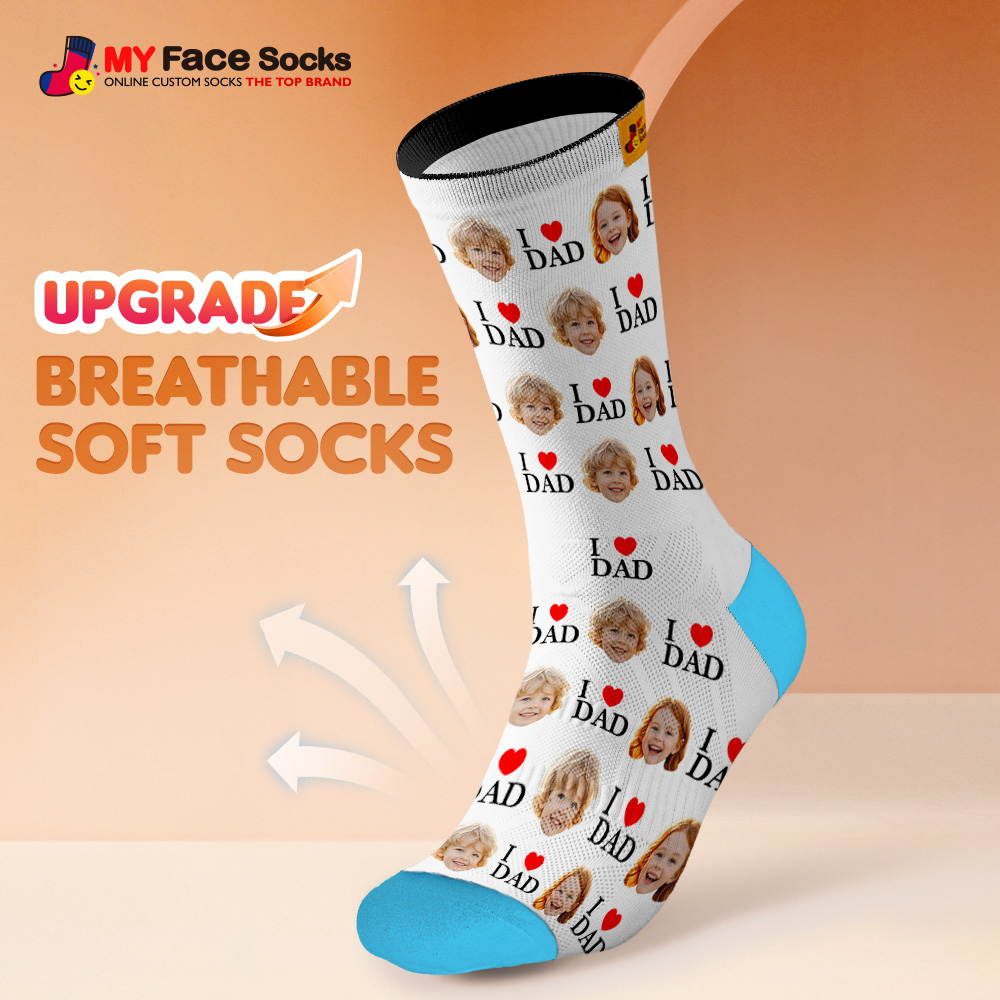 Custom Full Face Photo Print Socks Colorful Socks High Heels Personalized Custom Design Best Gift For Father'S Day - MyFaceSocksAU