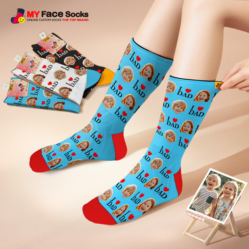 Custom Full Face Photo Print Socks Colorful Socks High Heels Personalized Custom Design Best Gift For Father'S Day - MyFaceSocksAU